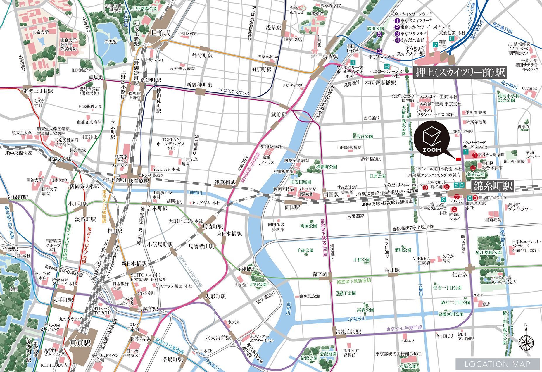 ZOOM錦糸町Parksideのエリアマップ拡大